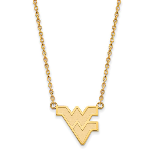 LogoArt West Virginia University Necklace - Sterling Silver Gold-Tone W-V Large Pendant 18 Inch - View 2