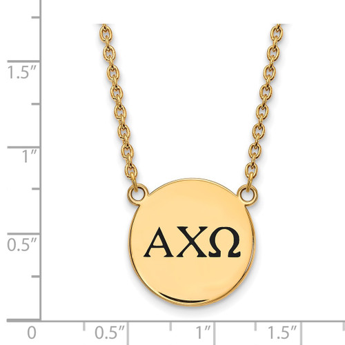 LogoArt Alpha Chi Omega Necklace - Sterling Silver Gold-Tone Sorority Greek Letters Large Black Enamel Pendant 18 Inch - View 2