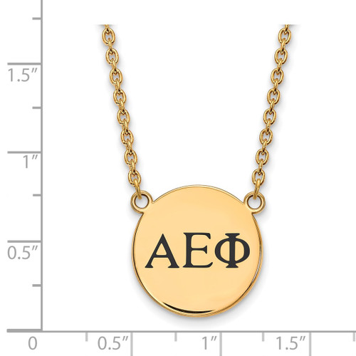 LogoArt Alpha Epsilon Phi Necklace - Sterling Silver Gold-Tone Sorority Greek Letters Small Black Enamel Pendant 18 Inch - View 2