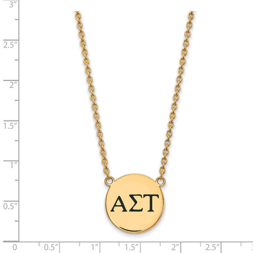 LogoArt Alpha Sigma Tau Necklace - Sterling Silver Gold-Tone Sorority Greek Letters Large Black Enamel Pendant 18 Inch - View 2