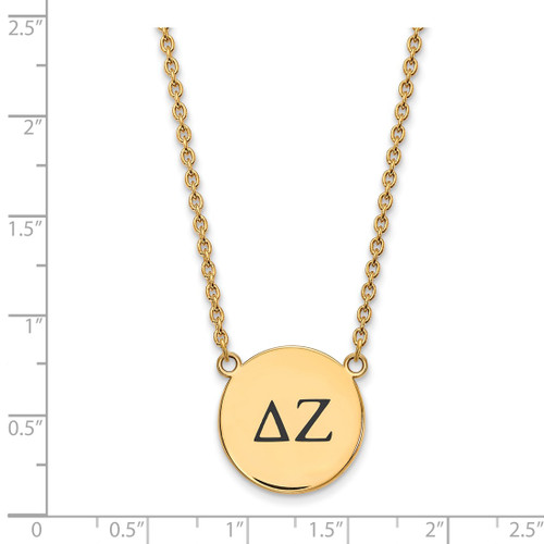LogoArt Delta Zeta Necklace - Sterling Silver Gold-Tone Sorority Greek Letters Large Black Enamel Pendant 18 Inch - View 2