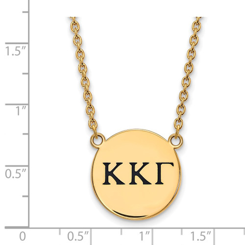 LogoArt Kappa Kappa Gamma Necklace - Sterling Silver Gold-Tone Sorority Greek Letters Large Black Enamel Pendant 18 Inch - View 2