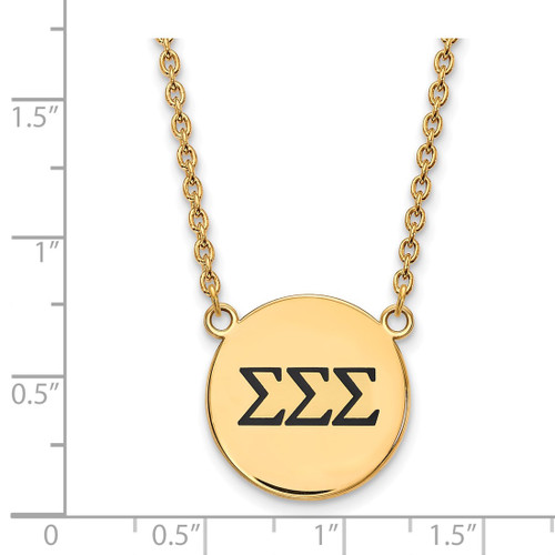 LogoArt Sigma Sigma Sigma Pendant - Sterling Silver Gold-Tone Sorority Greek Letters Large Black Enamel 18 Inch Necklace - View 2