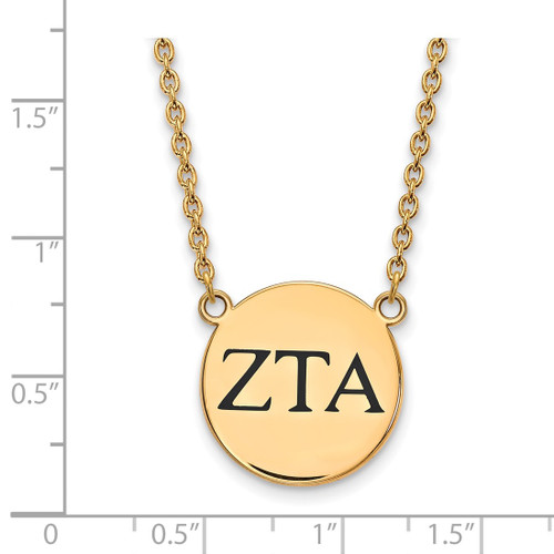 LogoArt Zeta Tau Alpha Necklace - Sterling Silver Gold-Tone Sorority Greek Letters Large Black Enamel Pendant 18 Inch - View 2