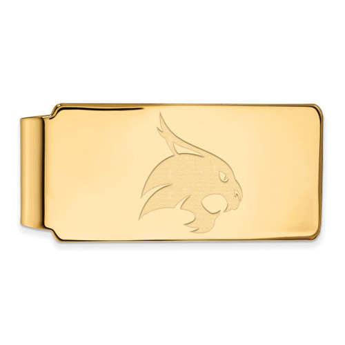 LogoArt Texas State University Money Clip - Sterling Silver Gold-Tone Bobcat