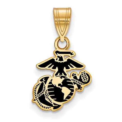 LogoArt U.S. Marine Corps Pendant - Gold-Tone Sterling Silver Small Epoxied