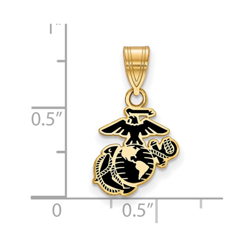 LogoArt U.S. Marine Corps Pendant - Gold-Tone Sterling Silver Small Epoxied - View 2