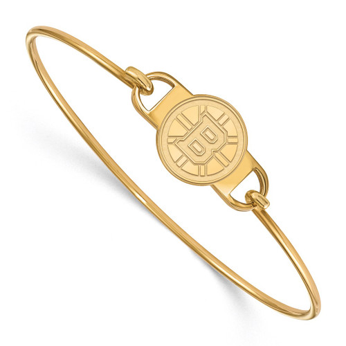 LogoArt Boston Bruins Bracelet - Sterling Silver Gold-Tone Small Center 7 Inch Wire Bangle