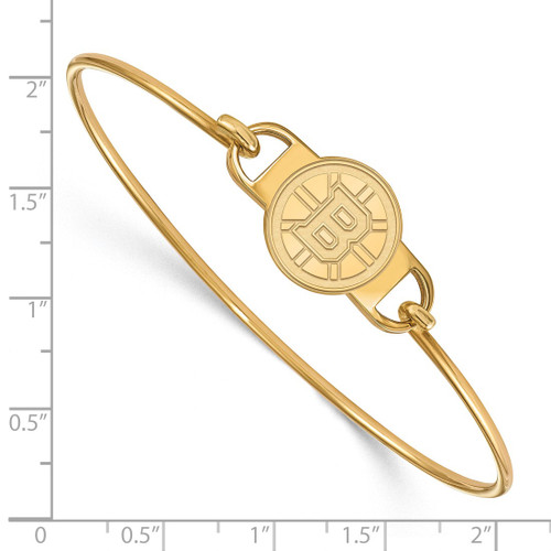 LogoArt Boston Bruins Bracelet - Sterling Silver Gold-Tone Small Center 7 Inch Wire Bangle - View 2