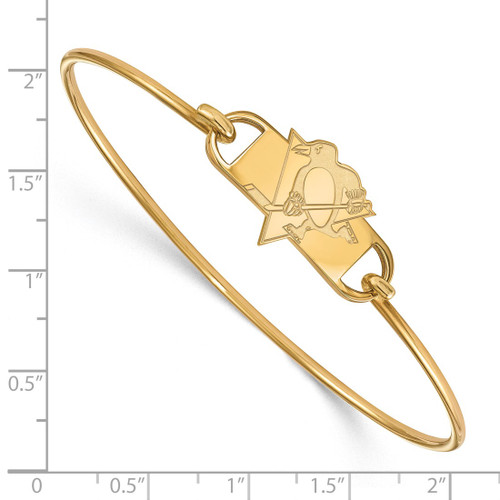 LogoArt Pittsburgh Penguins Bracelet - Sterling Silver Gold-Tone Small Center 7 Inch Wire Bangle - View 2