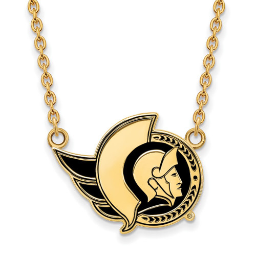 LogoArt Ottawa Senators Necklace - Sterling Silver Gold-Tone Large Enameled Pendant 18 Inch