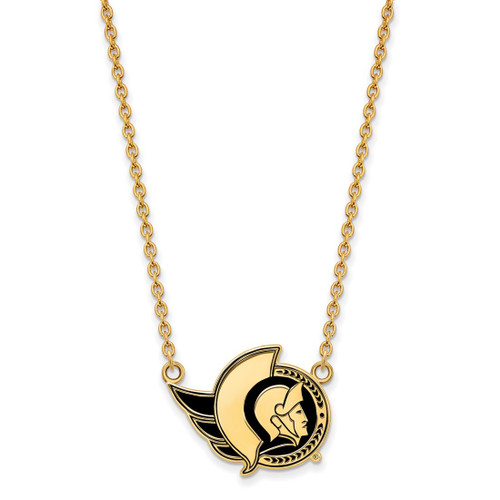 LogoArt Ottawa Senators Necklace - Sterling Silver Gold-Tone Large Enameled Pendant 18 Inch - View 2