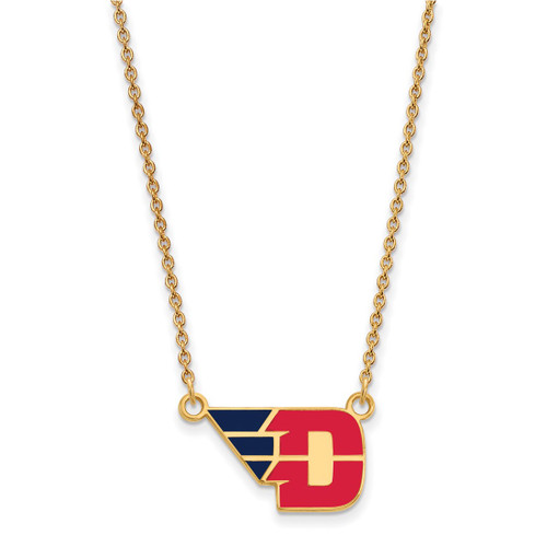 LogoArt University of Dayton Necklace - Sterling Silver Gold-Tone Small Enameled Pendant 18 Inch
