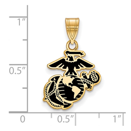 LogoArt U.S. Marine Corps Pendant - Gold-Tone Sterling Silver Medium Epoxied - View 2