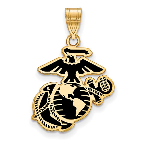 LogoArt U.S. Marine Corps Pendant - Gold-Tone Sterling Silver Large Epoxied