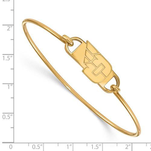 LogoArt University of Dayton Bracelet - Sterling Silver Gold-Tone Small Center 7 Inch Wire Bangle - View 2
