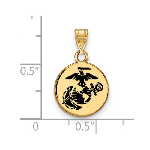 LogoArt U.S. Marine Corps Pendant - Gold-Tone Sterling Silver Small Epoxied Disc - View 2