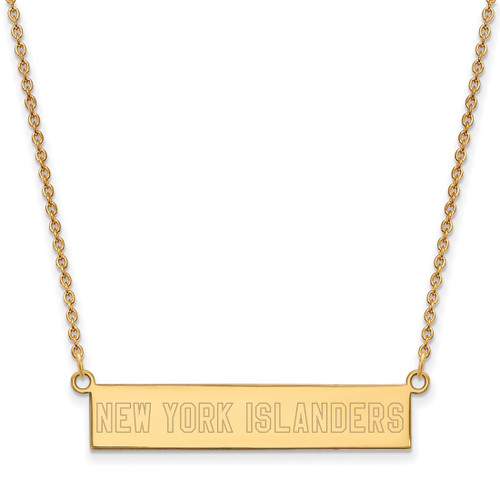 LogoArt New York Islanders Necklace - Sterling Silver Gold-Tone Small Bar 18 Inch