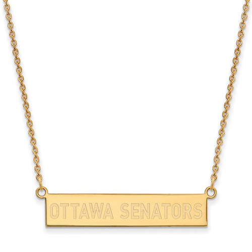 LogoArt Ottawa Senators Necklace - Sterling Silver Gold-Tone Small Bar 18 Inch