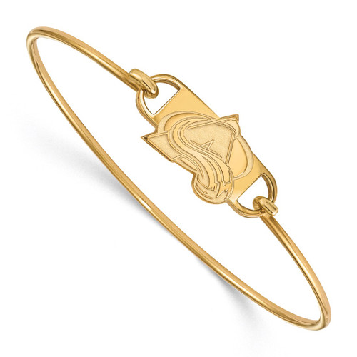 LogoArt Colorado Avalanche Bracelet - Sterling Silver Gold-Tone Letter A Small Center 7 Inch Wire Bangle