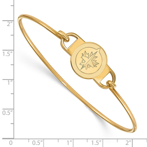 LogoArt Winnipeg Jets Bracelet - Sterling Silver Gold-Tone Small Center 7 Inch Wire Bangle - View 2