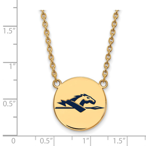 LogoArt Longwood University Necklace - Sterling Silver Gold-Tone Horse Large Enameled Disc 18 Inch - View 2