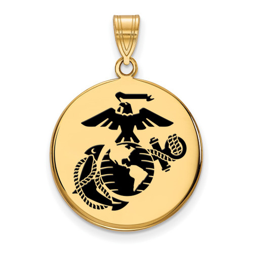 LogoArt U.S. Marine Corps Pendant - Gold-Tone Sterling Silver Large Epoxied Disc