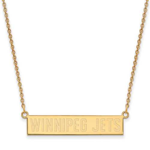 LogoArt Winnipeg Jets Necklace - Sterling Silver Gold-Tone Small Bar 18 Inch
