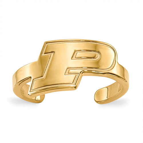 LogoArt Purdue University Toe Ring - Sterling Silver Gold-Tone Letter P, 2 mm