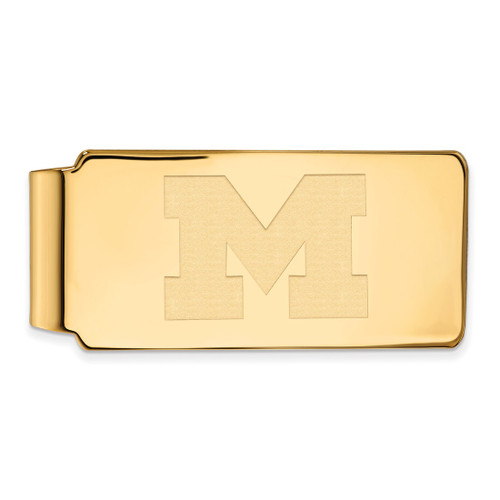 LogoArt University of Michigan Money Clip - Sterling Silver Gold-Tone Letter M