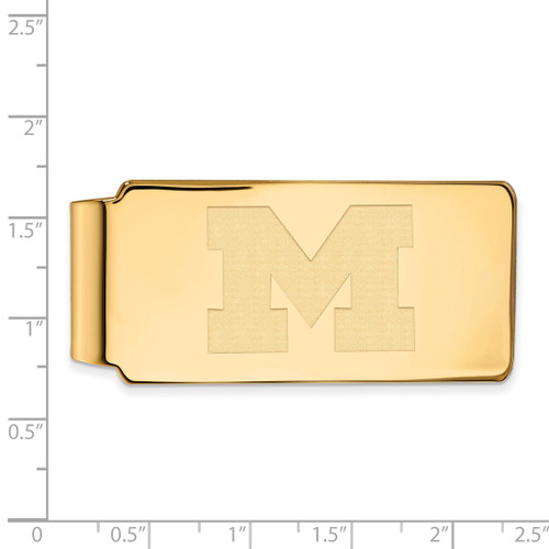 LogoArt University of Michigan Money Clip - Sterling Silver Gold-Tone Letter M - View 2