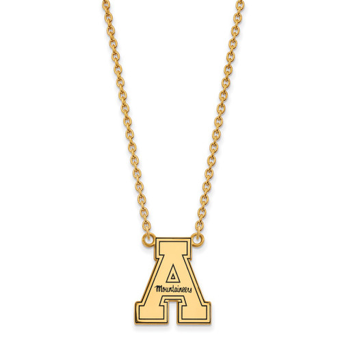 LogoArt Appalachian State University Necklace - Sterling Silver Gold-Tone Enameled Large Pendant 18 Inch