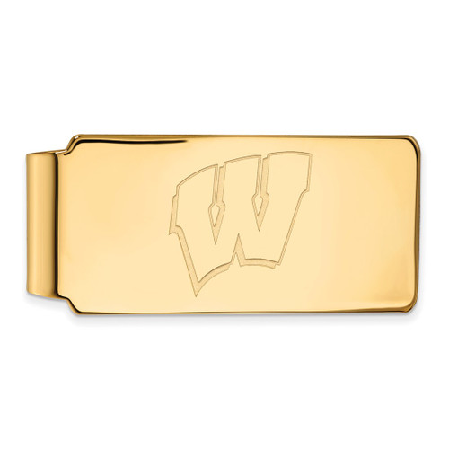 LogoArt University of Wisconsin Money Clip - Sterling Silver Gold-Tone Letter W