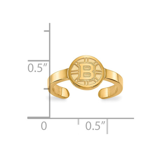 LogoArt Boston Bruins Toe Ring - Sterling Silver Gold-Tone, 2 mm - View 2