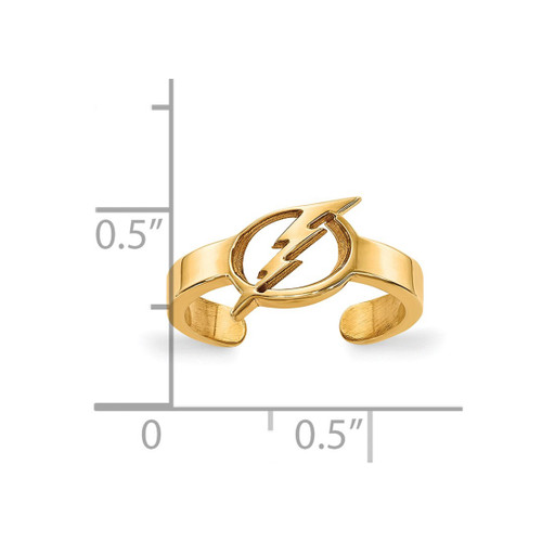LogoArt Tampa Bay Lightning Toe Ring - Sterling Silver Gold-Tone, 2 mm - View 2