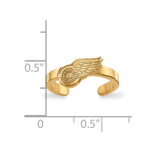 LogoArt Detroit Red Wings Toe Ring - Sterling Silver Gold-Tone, 2 mm - View 2