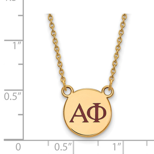 LogoArt Alpha Phi Necklace - Sterling Silver Gold-Tone Sorority Greek Letters Small Color Enamel Pendant 18 Inch - GP027APH-18 - View 2