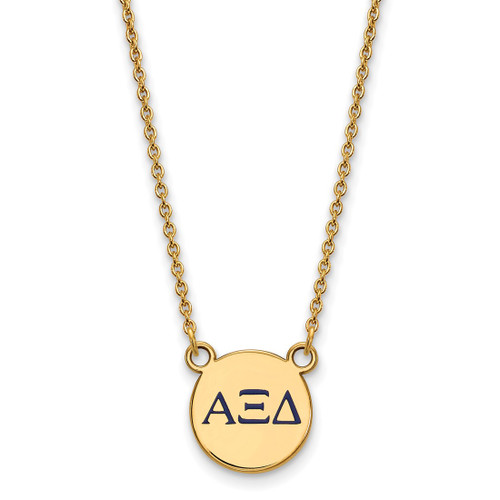 LogoArt Alpha Xi Delta Necklace - Sterling Silver Gold-Tone Sorority Greek Letters Extra Small Color Enamel Pendant 18 Inch