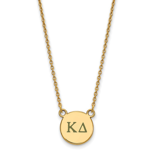LogoArt Kappa Delta Necklace - Sterling Silver Gold-Tone Sorority Greek Letters Small Color Enamel Pendant 18 Inch - GP027KD-18