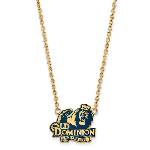 LogoArt Old Dominion University Necklace - Sterling Silver Gold-Tone Large Enameled Pendant 18 Inch