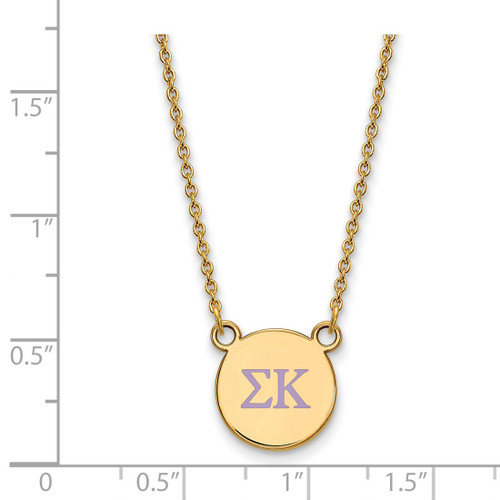 LogoArt Sigma Kappa Necklace - Sterling Silver Gold-Tone Sorority Greek Letters Small Color Enamel Pendant 18 Inch - GP027SKP-18 - View 2