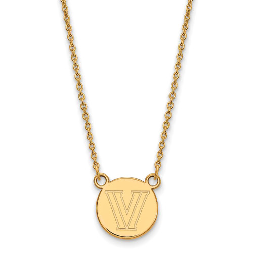 LogoArt Villanova University Necklace - Sterling Silver Gold-Tone Letter V Small Disc 18 Inch
