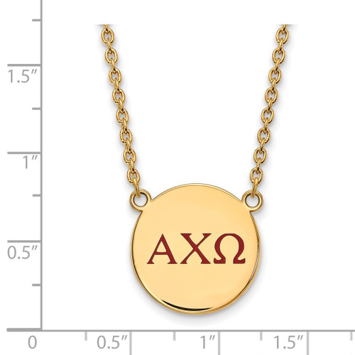 LogoArt Alpha Chi Omega Necklace - Sterling Silver Gold-Tone Sorority Greek Letters Large Color Enamel Pendant 18 Inch - GP028ACO-18 - View 2