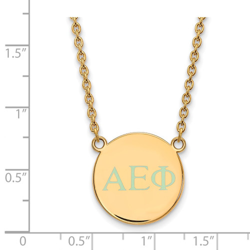 LogoArt Alpha Epsilon Phi Necklace - Sterling Silver Gold-Tone Sorority Greek Letters Small Color Enamel Pendant 18 Inch - GP028AEP-18 - View 2