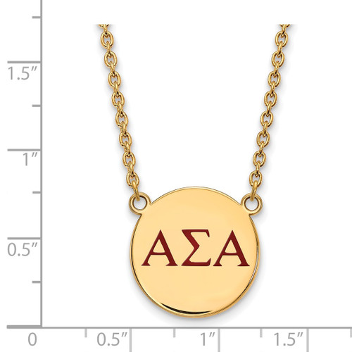 LogoArt Alpha Sigma Alpha Necklace - Sterling Silver Gold-Tone Sorority Greek Letters Large Color Enamel Pendant 18 Inch - GP028ASI-18 - View 2