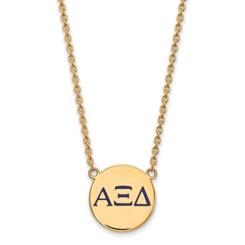 LogoArt Alpha Xi Delta Necklace - Sterling Silver Gold-Tone Sorority Greek Letters Large Color Enamel Pendant 18 Inch - GP028AXD-18