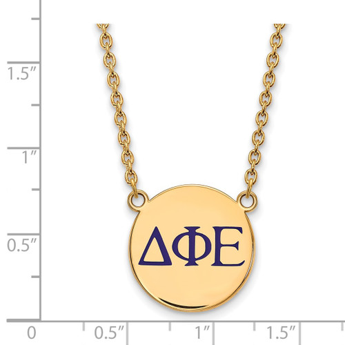 LogoArt Delta Phi Epsilon Necklace - Sterling Silver Gold-Tone Sorority Greek Letters Large Color Enamel Pendant 18 Inch - GP028DPH-18 - View 2