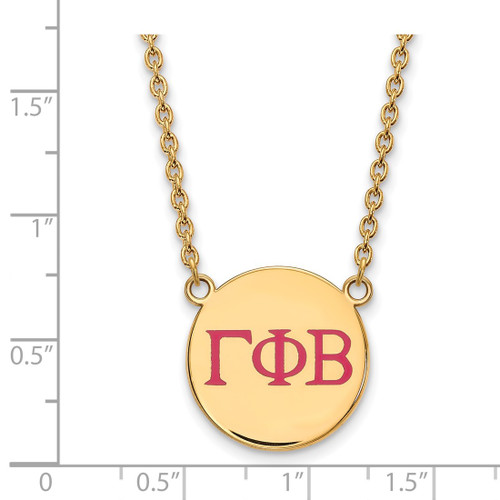 LogoArt Gamma Phi Beta Necklace - Sterling Silver Gold-Tone Sorority Greek Letters Large Color Enamel Pendant 18 Inch - GP028GPB-18 - View 2
