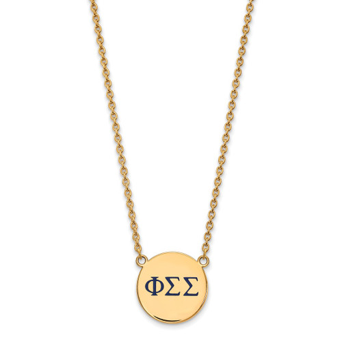 LogoArt Phi Sigma Sigma Pendant - Sterling Silver Gold-Tone Sorority Greek Letters Large Color Enamel 18 Inch Necklace - GP028PSS-18