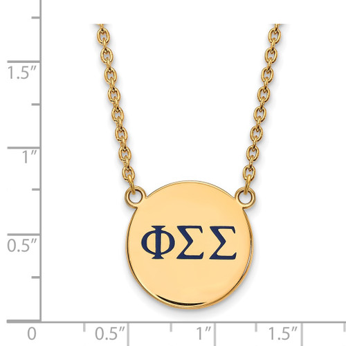 LogoArt Phi Sigma Sigma Pendant - Sterling Silver Gold-Tone Sorority Greek Letters Large Color Enamel 18 Inch Necklace - GP028PSS-18 - View 2